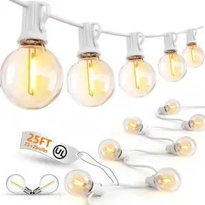 25Ft G40 LED White Outdoor String Lights with 27 Shatterproof Globe Bulbs 25Ft G40 LED White Outdoor String Lights with 27 Shatterproof Globe Bulbs