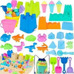Beach Toys for Kids Toddlers, Sand Castle Toys with 4 Sand Bucket and Shovels, Mesh Bag & Molds, Ice Cream Travel Sandbox for Beach Sandbox for Toddlers Kids Baby Boys Girls Age 3-10 Beach Toys for Kids Toddlers, Sand Castle Toys with 4 Sand Bucket and Shovels, Mesh Bag & Molds, Ice Cream Travel Sandbox for Beach Sandbox for Toddlers Kids Baby Boys Girls Age 3-10
