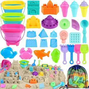 Beach Toys with Collapsible Buckets, Ice Cream Castle for Kids 3-12 Beach Toys with Collapsible Buckets, Ice Cream Castle for Kids 3-12