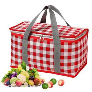 Insulated Picnic Cooler Bag with Zippered Top - Keeps Hot or Cold, Perfect for Picnics, Beach, Food Delivery, Outdoor (13.8x7.9x7.9 in) (Red) Insulated Picnic Cooler Bag with Zippered Top - Keeps Hot or Cold, Perfect for Picnics, Beach, Food Delivery, Outdoor (13.8x7.9x7.9 in) (Red)