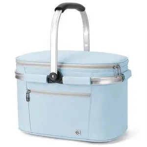 Picnic Basket, 22L Insulated Cooler Foldable, Thick, Light Blue Picnic Basket, 22L Insulated Cooler Foldable, Thick, Light Blue