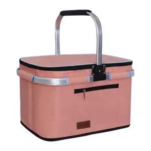 35L Large Picnic Basket 2 Layers of Internal Pockets Leak-Proof and Insulated Folding with Internal Support for enhansed Stability, Wedding Gifts for Couple(Salmon Color) 35L Large Picnic Basket 2 Layers of Internal Pockets Leak-Proof and Insulated Folding with Internal Support for enhansed Stability, Wedding Gifts for Couple(Salmon Color)