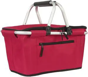 Picnic Basket, SIYUAN 27L Collapsible Insulated Farmers Market Basket for Shopping Traveling Large Grocery Tote Bag with Handles Red Picnic Basket, SIYUAN 27L Collapsible Insulated Farmers Market Basket for Shopping Traveling Large Grocery Tote Bag with Handles Red