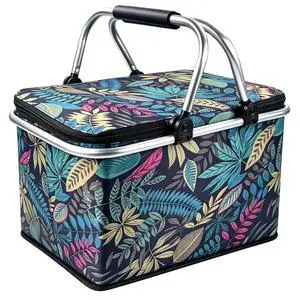 24L Foldable Insulated Picnic Cooler Basket Shopping Bag 24L Foldable Insulated Picnic Cooler Basket Shopping Bag