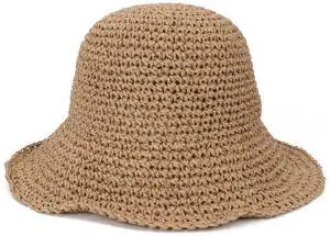 Womens Crochet Straw Sun Hat Foldable Floppy Wide Brim Beach Hat for Summer (US, Alpha, One Size, Khaki) Womens Crochet Straw Sun Hat Foldable Floppy Wide Brim Beach Hat for Summer (US, Alpha, One Size, Khaki)