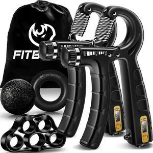 Hand Grip Strengthener Workout Kit (5 Pack), 2 Forearm Grip Adjustable Resistance Hand Gripper, Finger Stretcher, Grip Ring & Stress Relief Grip Ball for Athletes, Black Hand Grip Strengthener Workout Kit (5 Pack), 2 Forearm Grip Adjustable Resistance Hand Gripper, Finger Stretcher, Grip Ring & Stress Relief Grip Ball for Athletes, Black