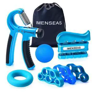 Grip Strength Trainer 7 Pack Adjustable Hand Gripper, Finger Stretcher Resistance Extensor Bands, Finger Exerciser, Grip Strength Ring & Stress Ball, Hand Grip Strengthener, Blue Grip Strength Trainer 7 Pack Adjustable Hand Gripper, Finger Stretcher Resistance Extensor Bands, Finger Exerciser, Grip Strength Ring & Stress Ball, Hand Grip Strengthener, Blue