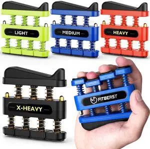 Finger Strengthener, Finger Exerciser 4-Pack, Hand Exerciser for Improve Dexterity and Strength in Fingers, Hands, ForearmsGrip Strength Trainer for Musicians, Climbers (4 Piece Set) Finger Strengthener, Finger Exerciser 4-Pack, Hand Exerciser for Improve Dexterity and Strength in Fingers, Hands, ForearmsGrip Strength Trainer for Musicians, Climbers (4 Piece Set)