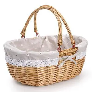 Wicker Picnic Basket with Handle, Large Empty Gift Basket to Fill, Open Top Market Harvest Baskets for Garden, Fruit, Candy, Wine, Easter Egg Gathering, Wedding, Vegetables Wicker Picnic Basket with Handle, Large Empty Gift Basket to Fill, Open Top Market Harvest Baskets for Garden, Fruit, Candy, Wine, Easter Egg Gathering, Wedding, Vegetables