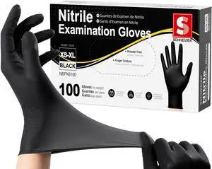 Medical Nitrile Exam Gloves, Black Latex Free Powder Free Disposable Gloves for Medical, Cooking, Cleaning, and Food Prep (Large, 100) Medical Nitrile Exam Gloves, Black Latex Free Powder Free Disposable Gloves for Medical, Cooking, Cleaning, and Food Prep (Large, 100)