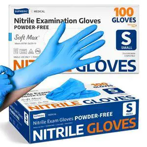 Soft Max Medical Nitrile Exam Gloves Powder-Free Blue 100 Pcs (S) Soft Max Medical Nitrile Exam Gloves Powder-Free Blue 100 Pcs (S)
