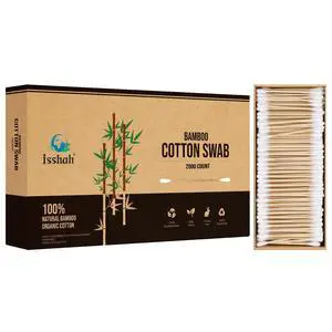 Natural Bamboo Cotton Swabs - Double Tips - 2000 Count Natural Bamboo Cotton Swabs - Double Tips - 2000 Count
