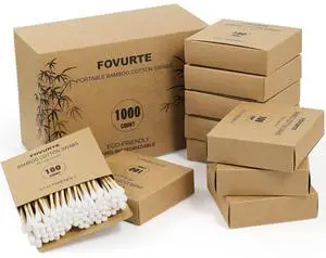 Bamboo Cotton Swabs 1000 Count - Natural Cotton Swab with Round Head Tips, Double Tipped Ear Sticks, Wooden Cotton Buds for Cleaning Travel Makeup Bamboo Cotton Swabs 1000 Count - Natural Cotton Swab with Round Head Tips, Double Tipped Ear Sticks, Wooden Cotton Buds for Cleaning Travel Makeup