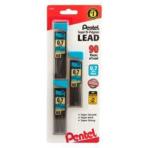 C27BPHB3K6 Super Hi-Polymer Lead Refills, 0.7mm, HB, Black, 30 per Tube (Pack of 3 Tubes) C27BPHB3K6 Super Hi-Polymer Lead Refills, 0.7mm, HB, Black, 30 per Tube (Pack of 3 Tubes)