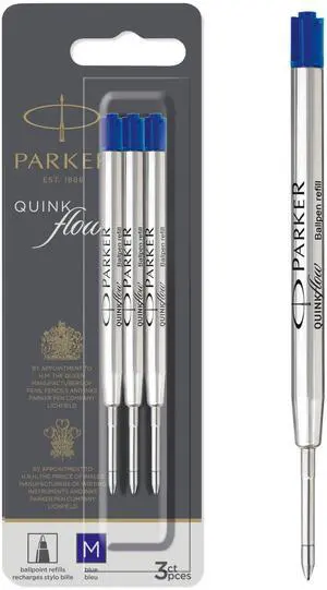 QUINKflow Ballpoint Pen Ink Refills, Medium Tip, Blue, 3 Count QUINKflow Ballpoint Pen Ink Refills, Medium Tip, Blue, 3 Count