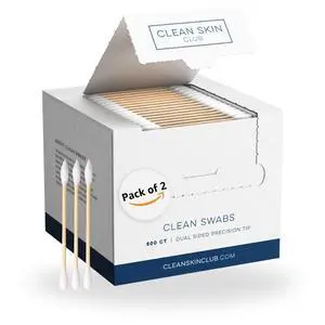 Clean Swabs, 2 Pack, 1000 Total Count, One Pointed Tip, Biodegradable + Organic Cotton & Bamboo, Makeup & Nail Polish EyelinerTouch-ups, Ear Cleaning QTips, Sterile, Hypoallergenic Clean Swabs, 2 Pack, 1000 Total Count, One Pointed Tip, Biodegradable + Organic Cotton & Bamboo, Makeup & Nail Polish EyelinerTouch-ups, Ear Cleaning QTips, Sterile, Hypoallergenic