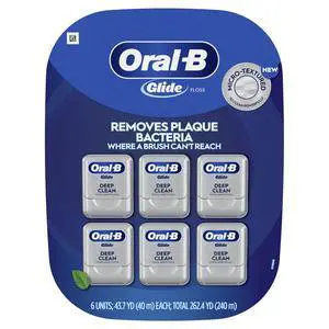 Glide Deep Clean Dental Floss, Cool Mint, Value 6 Pack (40m Each) Glide Deep Clean Dental Floss, Cool Mint, Value 6 Pack (40m Each)