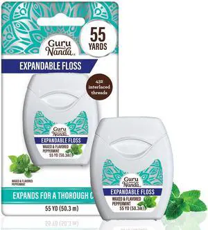 Expandable Waxed Dental Floss for Gentle, Deep Cleaning Wide Teeth Flossing - Peppermint Flavor - 55 Yards, 1 Count Expandable Waxed Dental Floss for Gentle, Deep Cleaning Wide Teeth Flossing - Peppermint Flavor - 55 Yards, 1 Count