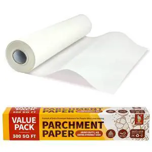 15in x 242ft, 300 Sq.Ft Value Pack Parchment Paper Roll for Baking, Parchment Baking Paper with Serrated Cutter, Heavy Duty & Value Pack Roll for Cooking, Air Fryer, Steaming, Bread 15in x 242ft, 300 Sq.Ft Value Pack Parchment Paper Roll for Baking, Parchment Baking Paper with Serrated Cutter, Heavy Duty & Value Pack Roll for Cooking, Air Fryer, Steaming, Bread