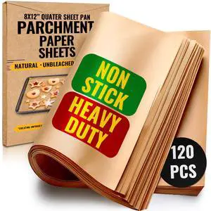 Quarter Sheet Pans 8x12" Pack of 120 Parchment Paper Baking Sheets Quarter Sheet Pans 8x12" Pack of 120 Parchment Paper Baking Sheets