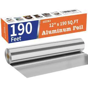 Aluminum Foil Roll, 12in x 190Sq Ft Aluminum Foil, Thick Strong Tin Foil with Cutter, Food Safe Cling Wrap for Cooking, Baking, Roasting, Grilling, Freezer Storage Aluminum Foil Roll, 12in x 190Sq Ft Aluminum Foil, Thick Strong Tin Foil with Cutter, Food Safe Cling Wrap for Cooking, Baking, Roasting, Grilling, Freezer Storage