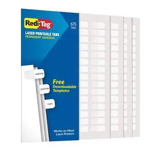 Laser Index Tabs, Divider Tabs, Permanent Adhesive Index Labels Customizable Divider Labels, 7/16" x 1", White, 675 Tabs (B39000) Laser Index Tabs, Divider Tabs, Permanent Adhesive Index Labels Customizable Divider Labels, 7/16" x 1", White, 675 Tabs (B39000)