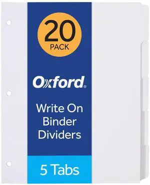 Blank Write On Binder Dividers, 1/5 Cut Tabs, 3 Hole Punch Dividers in 5 Tab Sets, 100 Dividers, 20 Sets, White (89981) Blank Write On Binder Dividers, 1/5 Cut Tabs, 3 Hole Punch Dividers in 5 Tab Sets, 100 Dividers, 20 Sets, White (89981)