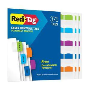Laser Printable Tabs, Permanent Index Tabs, Customizable Adhesive Labels, Assorted Tropical Colors, 1.125" x 1.25", 375 Per Pack (1006789) Laser Printable Tabs, Permanent Index Tabs, Customizable Adhesive Labels, Assorted Tropical Colors, 1.125" x 1.25", 375 Per Pack (1006789)