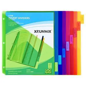 8-Tab Binder Dividers - Index Pockets Divider for 3 Ring Binders, 3-Hole Plastics Sheets Protectors for US Letter Size in 0.5'', 1'', 2'', 3 inch Binders, 8 Colors (XY004) (1 Pack) 8-Tab Binder Dividers - Index Pockets Divider for 3 Ring Binders, 3-Hole Plastics Sheets Protectors for US Letter Size in 0.5'', 1'', 2'', 3 inch Binders, 8 Colors (XY004) (1 Pack)