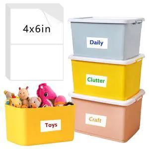 150 Pcs Labels for Storage Bins, 6 X 4 Inch Removable Labels for Storage Bins, Tear Resistant No Residue Storage Bin Label, Matte White Blank Box Label for School, Home, Business 150 Pcs Labels for Storage Bins, 6 X 4 Inch Removable Labels for Storage Bins, Tear Resistant No Residue Storage Bin Label, Matte White Blank Box Label for School, Home, Business