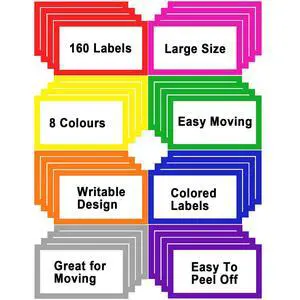 6 x 4 inch Large Moving Labels for Boxes, Blank Moving Boxes Labels Stickers, 160pcs 8 Color Coded Moving Stickers Packing Labels Stickers for Home Organization Projects, Kitchen, Storage Bins 6 x 4 inch Large Moving Labels for Boxes, Blank Moving Boxes Labels Stickers, 160pcs 8 Color Coded Moving Stickers Packing Labels Stickers for Home Organization Projects, Kitchen, Storage Bins