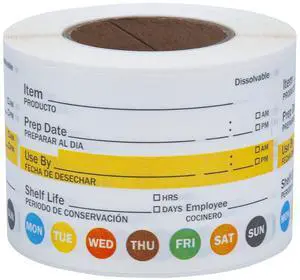 Dissolvable Label Shelf Life for Food Rotation Use by Stickers 2 x 3 Inch Roll of 250 Labels Dissolvable Label Shelf Life for Food Rotation Use by Stickers 2 x 3 Inch Roll of 250 Labels
