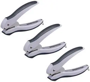 Office EZ Squeeze One-Hole Punch, 10 Sheet Capacity, Lightweight, Gray/Blue, Pack of 3 Office EZ Squeeze One-Hole Punch, 10 Sheet Capacity, Lightweight, Gray/Blue, Pack of 3