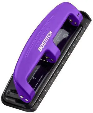 Bostitch Office EZ Squeeze Reduced Effort 3-Hole Punch, 12 Sheets, Purple Bostitch Office EZ Squeeze Reduced Effort 3-Hole Punch, 12 Sheets, Purple
