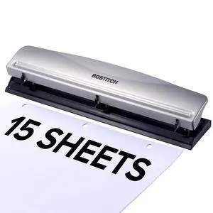 3 Hole Paper Punch, 15 Sheet Capacity, Metal Office Hole Puncher with Chip Tray, Non-Slip Base, 9/32" Holes, Perfect for Binders, School, Home & Office 3 Hole Paper Punch, 15 Sheet Capacity, Metal Office Hole Puncher with Chip Tray, Non-Slip Base, 9/32" Holes, Perfect for Binders, School, Home & Office