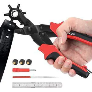 Revolving Punch Plier Kit, Leather Hole Punch Set for Belts, Watch Bands, Straps, Dog Collars, Saddles, Shoes, Fabric, DIY Home or Craft Projects, Heavy Duty Rotary Puncher, Multi Hole Sizes Make Revolving Punch Plier Kit, Leather Hole Punch Set for Belts, Watch Bands, Straps, Dog Collars, Saddles, Shoes, Fabric, DIY Home or Craft Projects, Heavy Duty Rotary Puncher, Multi Hole Sizes Make