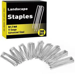 240 Pack 6 Inch Landscape Staples, Garden Stakes Galvanized Tent Stakes Heavy Duty 11 Gauge SOD Landscaping Fabric Pins Yard Ground Lawn Staples for Plant Cover, Turf, Fence, Grass Decoration 240 Pack 6 Inch Landscape Staples, Garden Stakes Galvanized Tent Stakes Heavy Duty 11 Gauge SOD Landscaping Fabric Pins Yard Ground Lawn Staples for Plant Cover, Turf, Fence, Grass Decoration