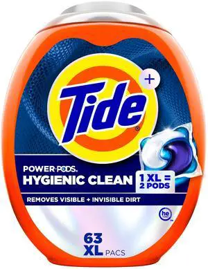 Hygienic Clean Power PODS Laundry Detergent Pacs, Original Scent, 63 Count, Removes Visible and Invisible Dirt Hygienic Clean Power PODS Laundry Detergent Pacs, Original Scent, 63 Count, Removes Visible and Invisible Dirt