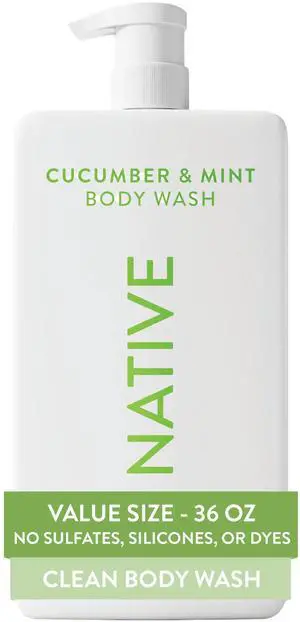 Body Wash for Women & Men, Cucumber & Mint, 36 oz Pump Bottle, Sulfate-Free & Gentle Body Wash for Women & Men, Cucumber & Mint, 36 oz Pump Bottle, Sulfate-Free & Gentle