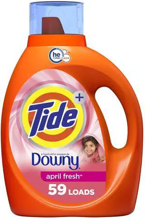 with Downy Liquid Laundry Detergent Soap, High Efficiency (HE), April Fresh Scent, 59 Loads (92 Fl Oz) with Downy Liquid Laundry Detergent Soap, High Efficiency (HE), April Fresh Scent, 59 Loads (92 Fl Oz)