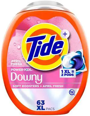 Power PODs + Downy Laundry Detergent Pods, 63 Count, Soft Boosters + April Fresh Power PODs + Downy Laundry Detergent Pods, 63 Count, Soft Boosters + April Fresh