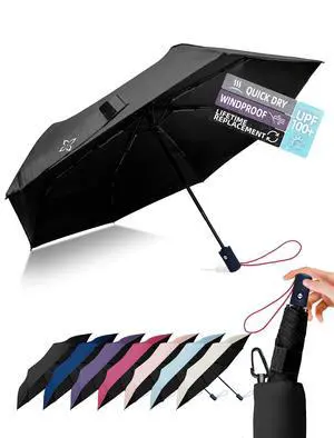 Windproof Travel Umbrella for Rain - 43" Compact Folding Umbrella, Reinforced Strong Frame, Lightweight Portable Parasol with UPF 100+ UV Sun Protection, Cruise Ship Essentials Windproof Travel Umbrella for Rain - 43" Compact Folding Umbrella, Reinforced Strong Frame, Lightweight Portable Parasol with UPF 100+ UV Sun Protection, Cruise Ship Essentials