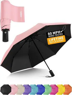 Compact Travel Umbrella - Windproof Umbrellas for Rain, Small Portable UV Umbrella for Sun Protection, Folding Automatic Umbrellas in Lightweight for Car, Backpack, Walking, Kids, Women Compact Travel Umbrella - Windproof Umbrellas for Rain, Small Portable UV Umbrella for Sun Protection, Folding Automatic Umbrellas in Lightweight for Car, Backpack, Walking, Kids, Women
