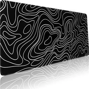 Black White Topographic Line Mouse Pad Gaming Mousepad Non-Slip Rubber Base Keyboard Pad Desk Mat for Home Office, 31.5 x 11.8 in Black White Topographic Line Mouse Pad Gaming Mousepad Non-Slip Rubber Base Keyboard Pad Desk Mat for Home Office, 31.5 x 11.8 in