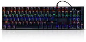 Wired Mechanical Gaming Keyboard with Blue Switch, 104-Key Full Size RGB Backlit Wired Keyboard, Anti-Ghosting, Double-Shot ABS Keycaps, Lighted Computer Keyboard for PC Windows-Black Wired Mechanical Gaming Keyboard with Blue Switch, 104-Key Full Size RGB Backlit Wired Keyboard, Anti-Ghosting, Double-Shot ABS Keycaps, Lighted Computer Keyboard for PC Windows-Black