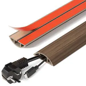 Floor Cord Cover Self Adhesive Cord Hider, 5FT Cord Covers for Wires on Floor, Easy Cut Cord Protector Floor, Suitable for Home & Office, WalnutWood Floor Cord Cover Self Adhesive Cord Hider, 5FT Cord Covers for Wires on Floor, Easy Cut Cord Protector Floor, Suitable for Home & Office, WalnutWood