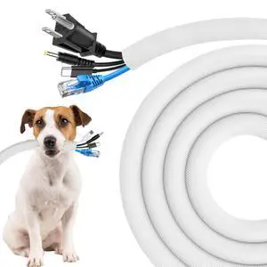 Cord Protectors from Pets No Chew, 10FT - 1/2 Inch, White Cord Protectors from Pets No Chew, 10FT - 1/2 Inch, White