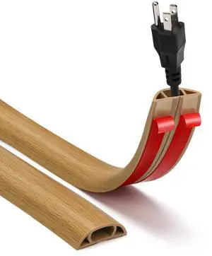 Floor Cord Cover, 3.6FT Self-Adhesive Cable Protector for Wires, Prevent Trip Hazards, Cord Covers for Wires on Floor, Easy Cord Hider for Home & Office, Yellow Oak Wood, 0.47" W x 0.28" H Floor Cord Cover, 3.6FT Self-Adhesive Cable Protector for Wires, Prevent Trip Hazards, Cord Covers for Wires on Floor, Easy Cord Hider for Home & Office, Yellow Oak Wood, 0.47" W x 0.28" H