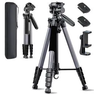 74 Aluminum Camera Tripod HeavyDuty Professional Tripod Stand for DSLR & Mirrorless Cameras, Smartphones & GoPro Lightweight Travel Tripod with 360° Pan Head & Phone Mount 74 Aluminum Camera Tripod HeavyDuty Professional Tripod Stand for DSLR & Mirrorless Cameras, Smartphones & GoPro Lightweight Travel Tripod with 360° Pan Head & Phone Mount