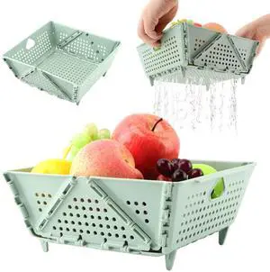 Collapsible Colander for Kitchen, Plastic Fruit Strainer Basket, Space-Saving Food Storage Drain Basket with Efficient Holes for Pasta, Vegetables, Berries Food Cleaning(COLOR:Green) Collapsible Colander for Kitchen, Plastic Fruit Strainer Basket, Space-Saving Food Storage Drain Basket with Efficient Holes for Pasta, Vegetables, Berries Food Cleaning(COLOR:Green)